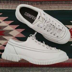 Camper Pix Sneaker Oxford Sz 43 US 11.5 White Leather Canvas Lace Up Ridged Sole
